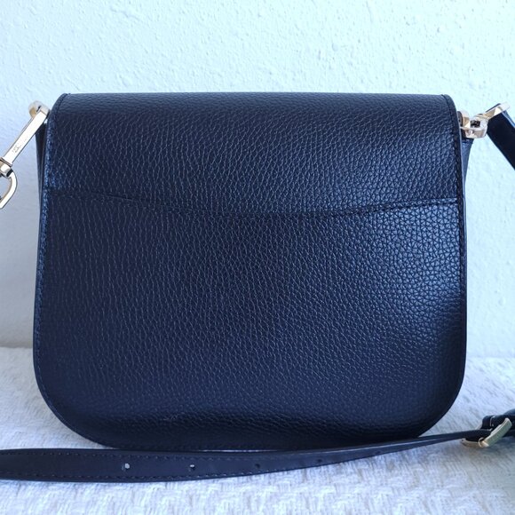 Michael Kors "Emilia" small saddle Leather Crossbody Bag in Black - Picture 8 of 9